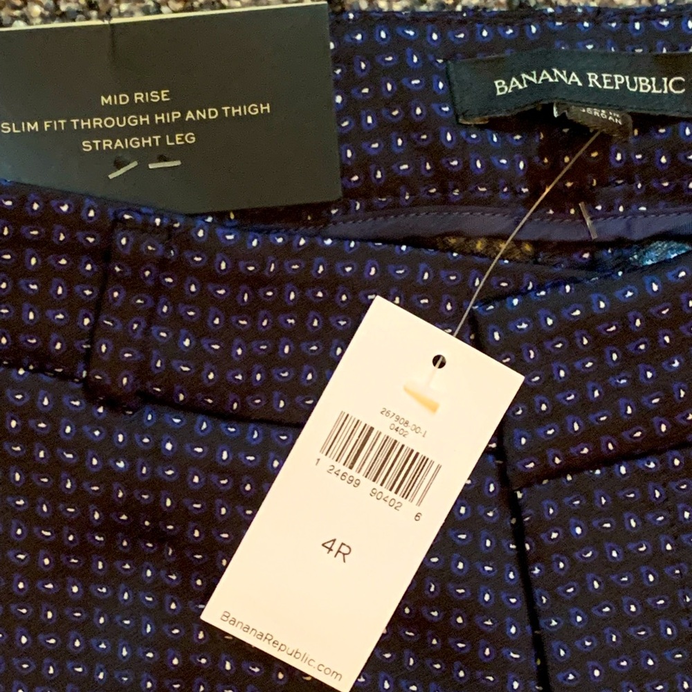 Blue mid rise ankle dress slacks